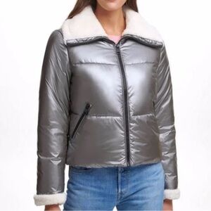 Levi's Metallic Silver Jacket with Cream Lining